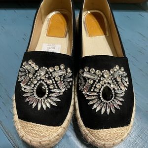 Black stone espadrilles